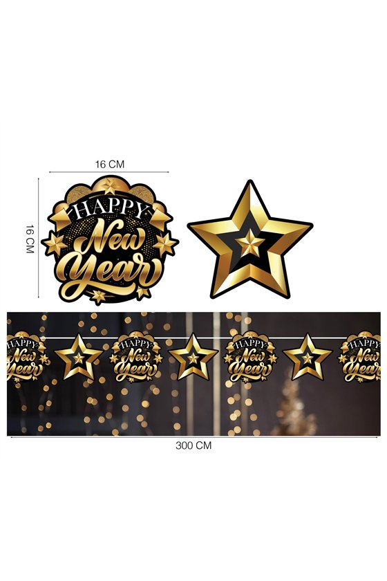 HAPPY NEW YEAR GARLAND 300 CM 16X16 CM