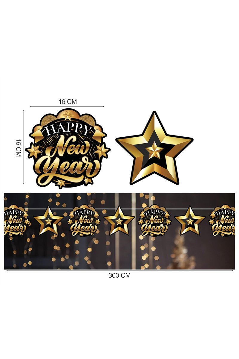 HAPPY NEW YEAR GARLAND 300 CM 16X16 CM