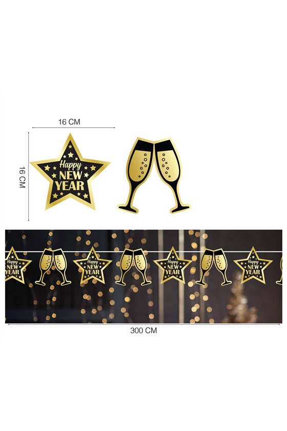 HAPPY NEW YEAR GARLAND 300 CM 16X16 CM