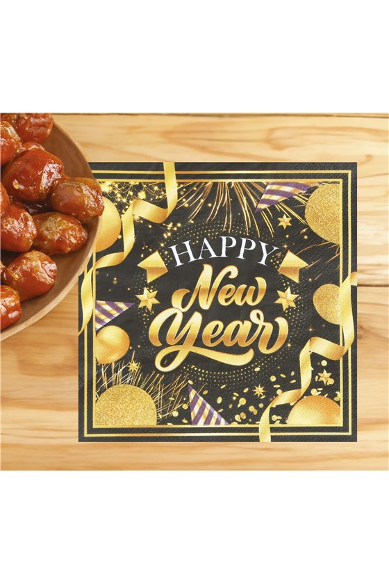 BAG 20 NAPKINS HAPPY NEW YEAR 16X16 CMS
