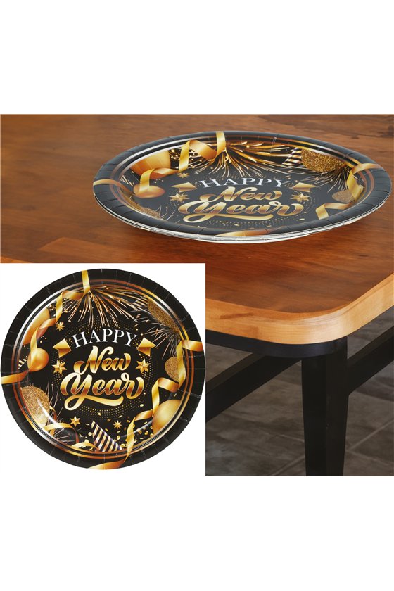 BAG 6 HAPPY NEW YEAR PLATES 23 CM