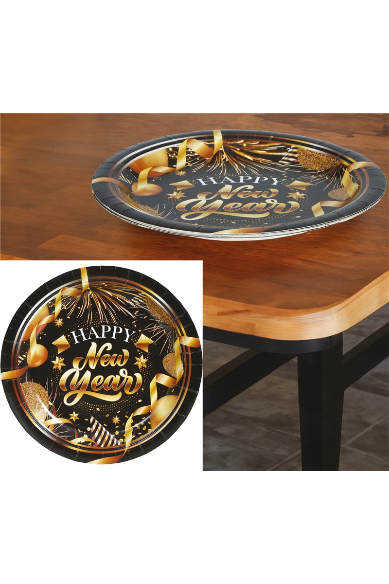 BAG 6 HAPPY NEW YEAR PLATES 23 CM