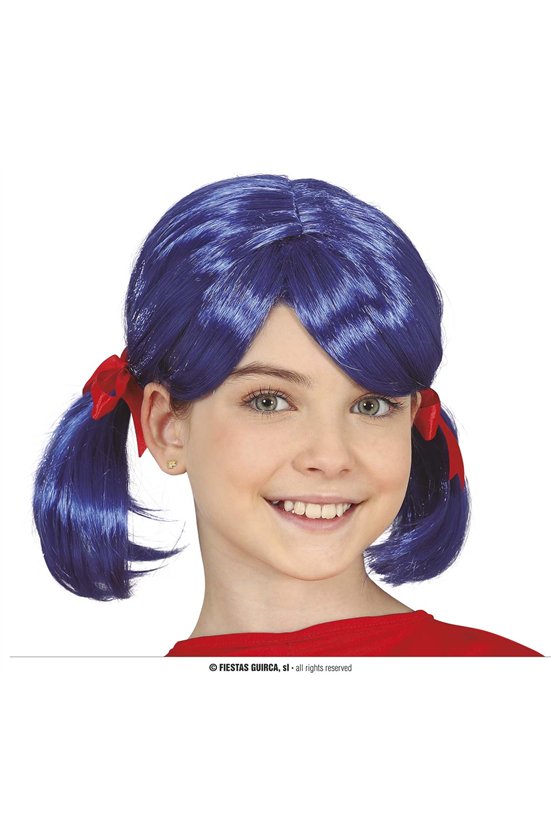 CHILDREN'S BLUE PIGTAIL WIG IN BOX