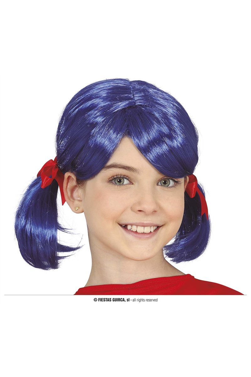 CHILDREN'S BLUE PIGTAIL WIG IN BOX