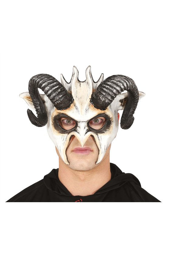 WHITE HALF MASK WITH HORNS HQ