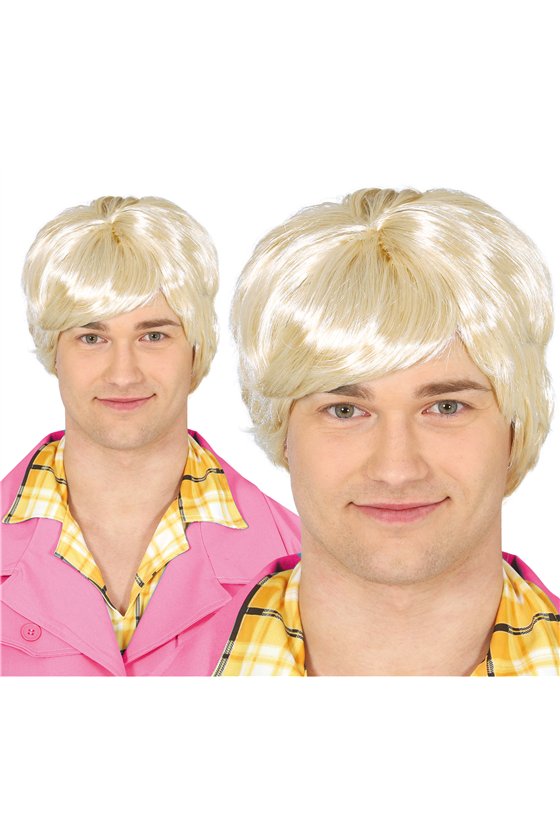 BLONDE MEN'S WIG 80'S, PVC BOX