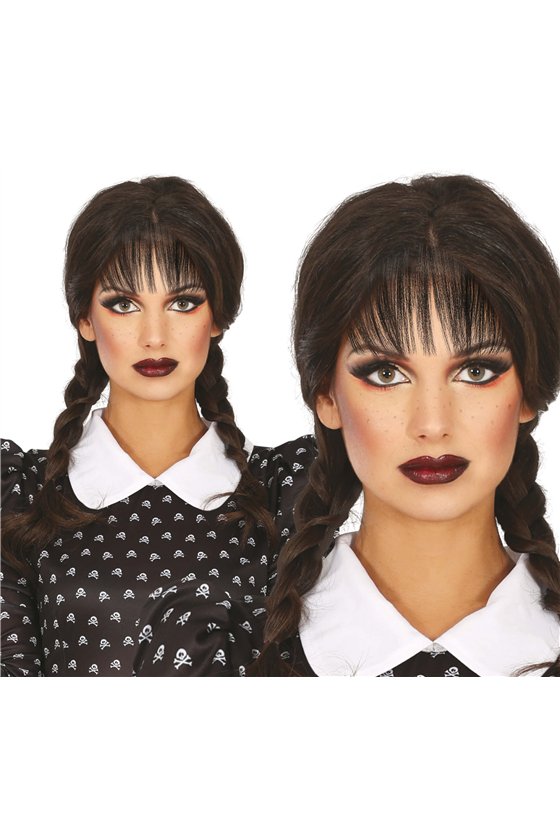 BLACK BRAID WIG WITH BANGS, IN BOX
