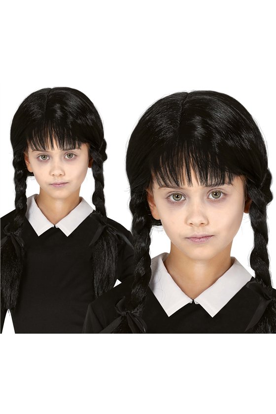 BLACK BRAID WIG WITH BANGS,CHILD, IN BOX