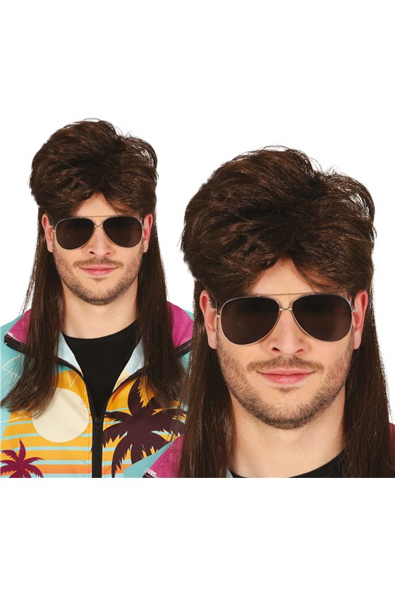 BROWN MULLET WIG (BOX PACKAGING), ADULTS