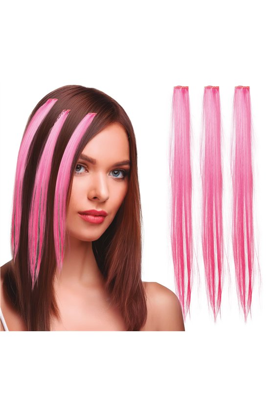 3 TUFTS / HAIR EXTENSION OF 50 CMS PINK