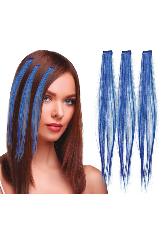 3 TUFTS / HAIR EXTENSION OF 50 CMS BLUE