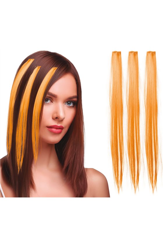 3 TUFTS / HAIR EXTENSION OF 50 CMS ORANGE