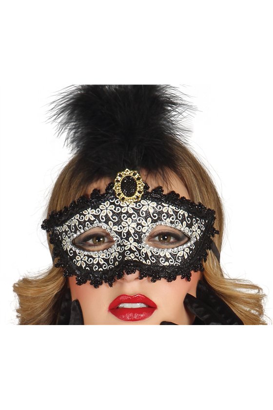 BLACK MASK WITH FEATHER