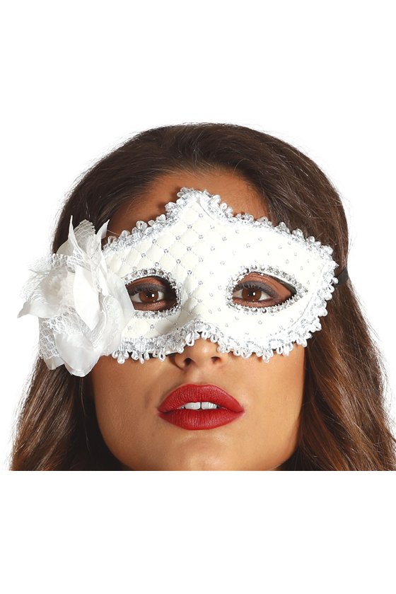 WHITE MASK WITH FLOWERS