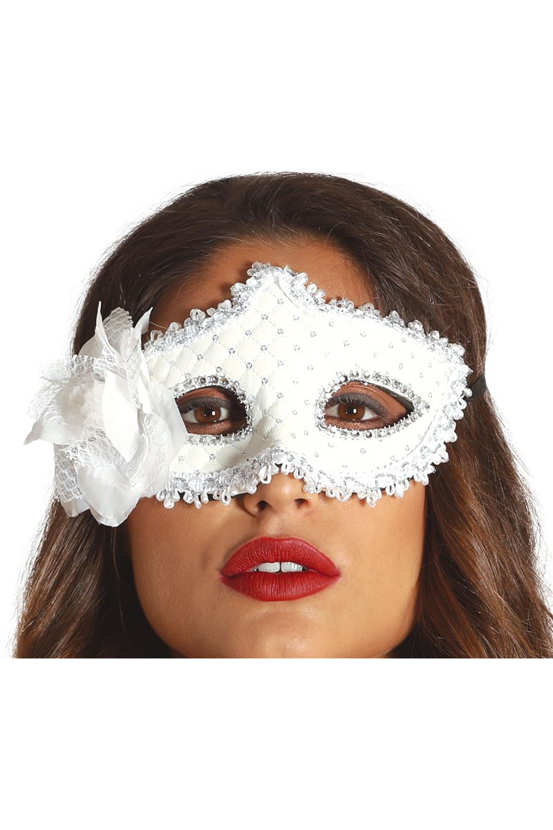 WHITE MASK WITH FLOWERS