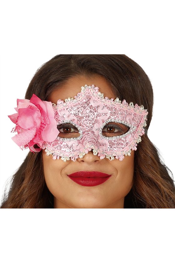 PINK MASK WITH FLOWERS