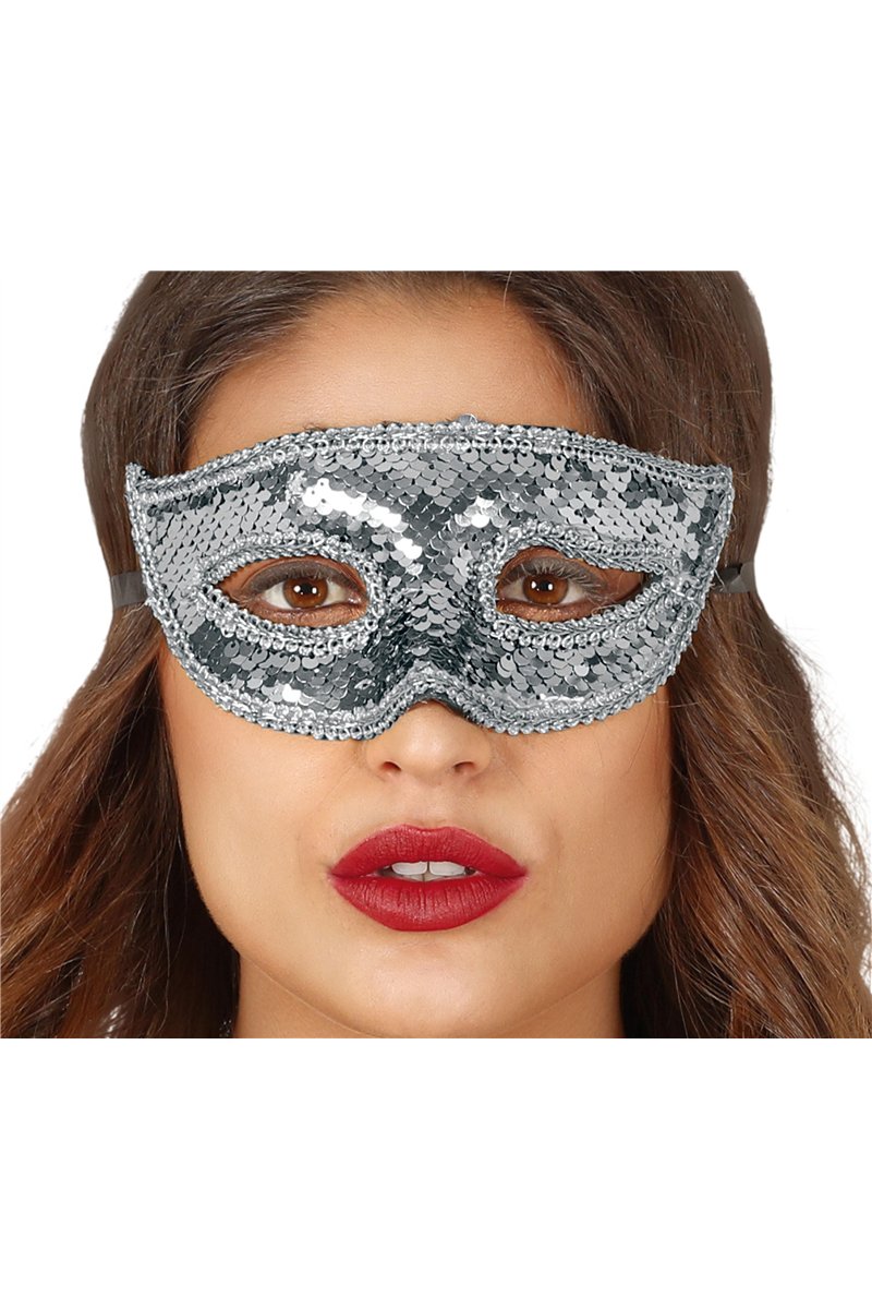 SILVER SEQUIN MASK