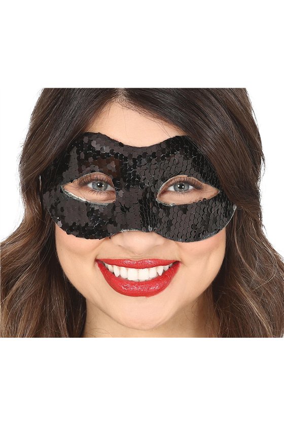 BLACK SEQUINED MASK