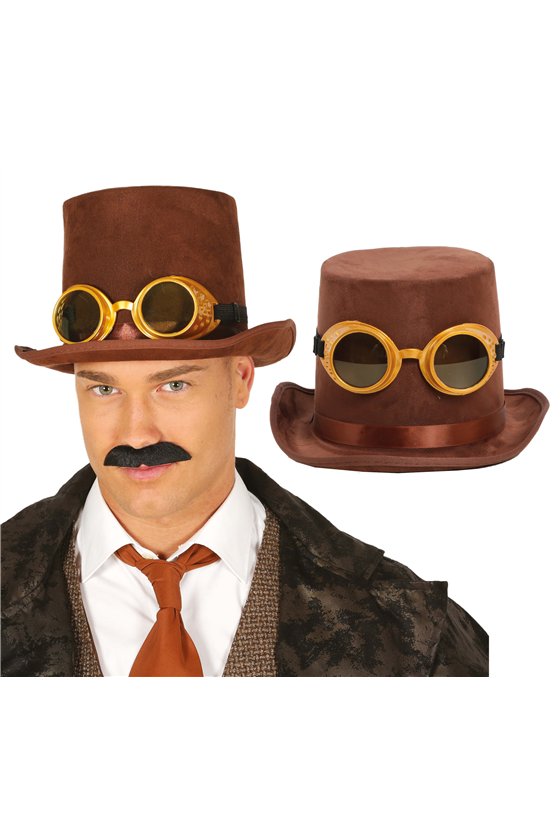 STEAMPUNK HAT WITH GLASSES, VELVET