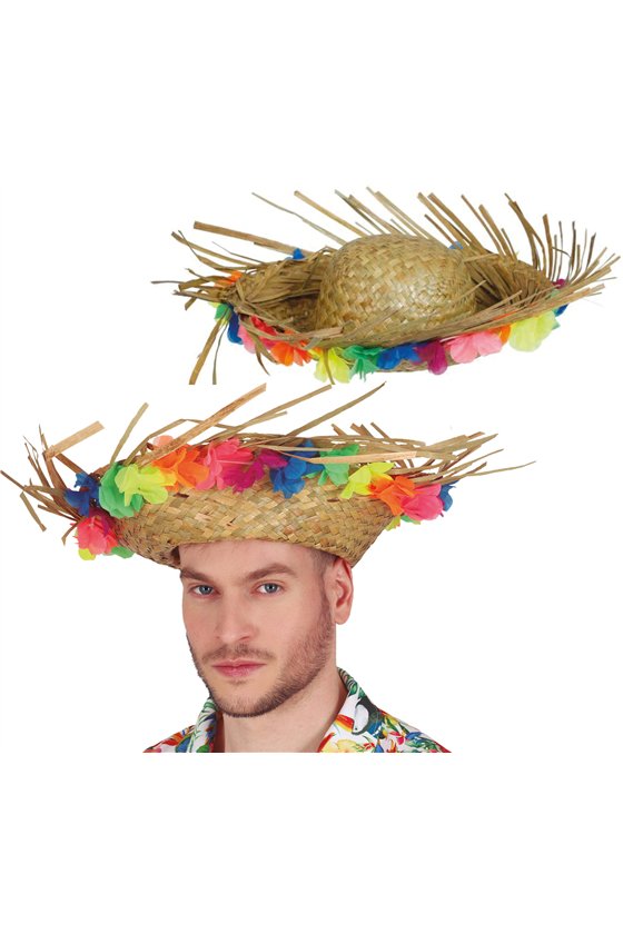 STRAW HAT WITH FLOWERS