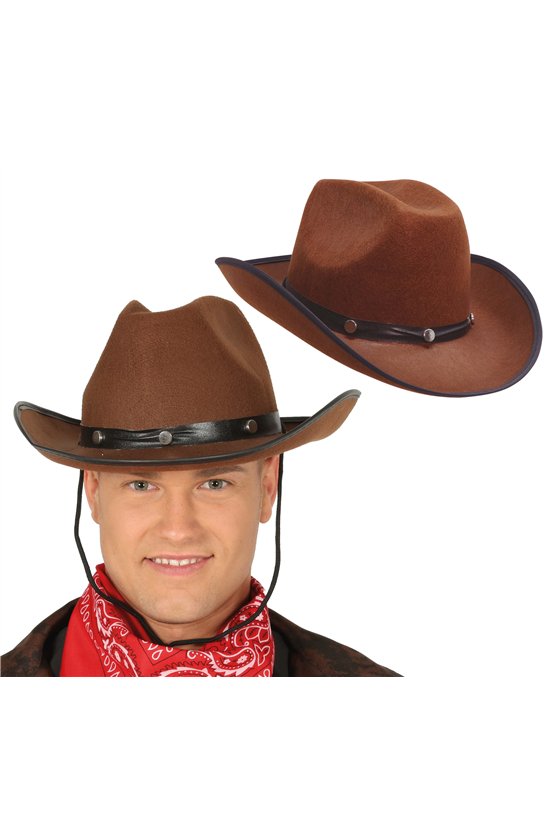 HAT COWBOY FELT BROWN