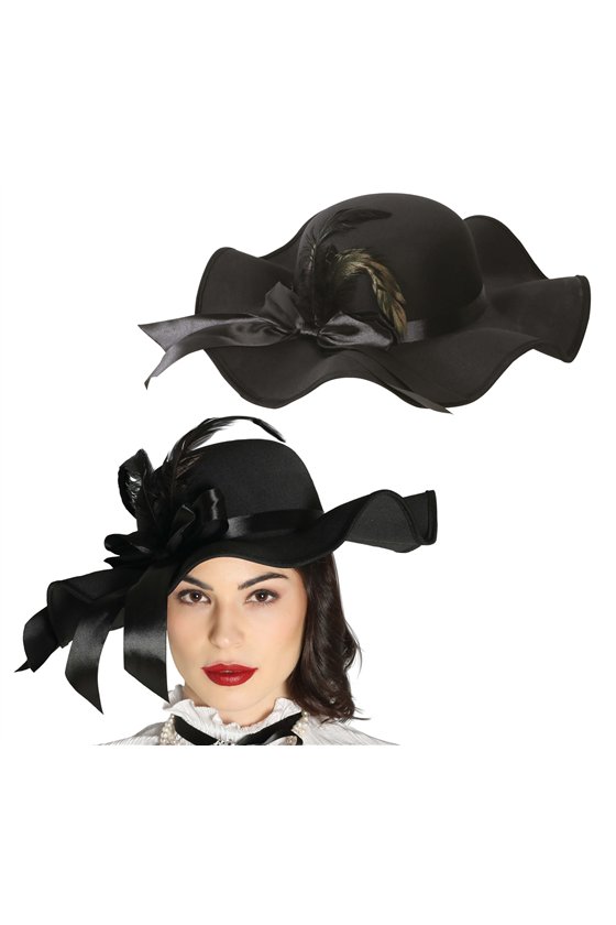 CHIC BLACK LADIES HAT WITH FEATHER