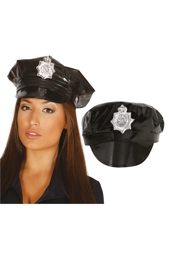 VINYL POLICE HAT WITH BADGE