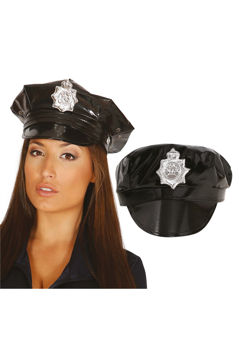 VINYL POLICE HAT WITH BADGE