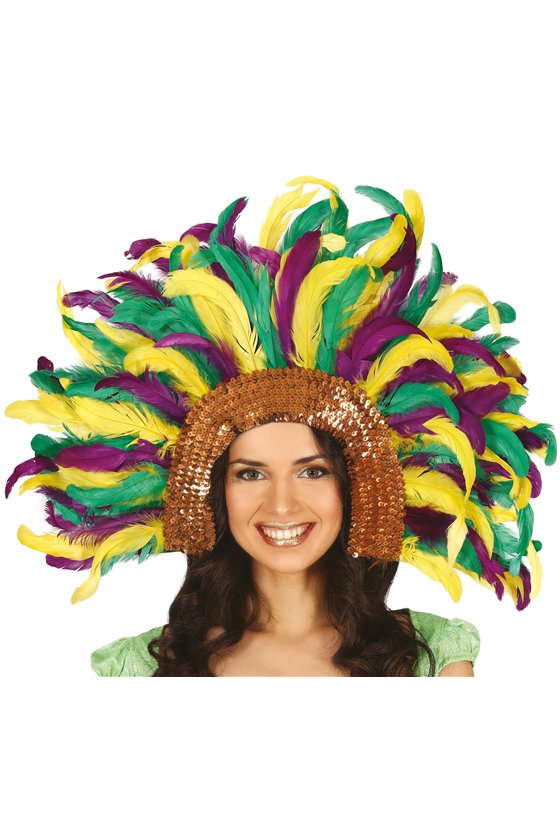 MULTICOLORED FEATHERS HEADDRESS