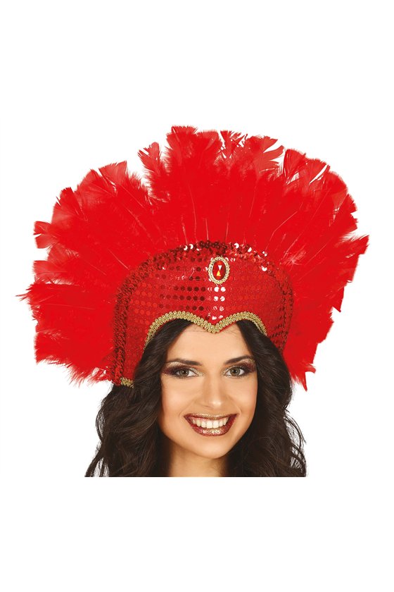 RED FEATHERS HEADDRESS