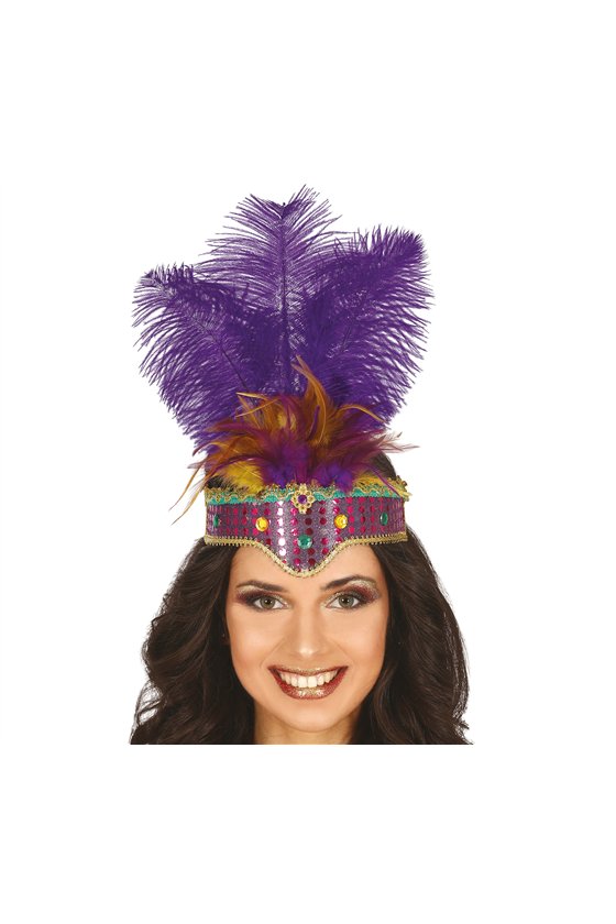 HEADBAND WITH PURPLE FEATHERS