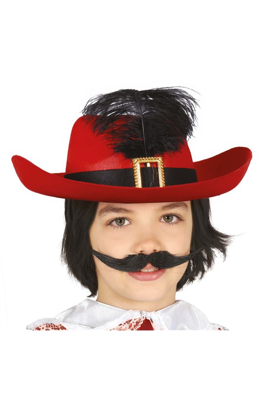 CHILDREN'S RED FELT MUSKETEER HAT
