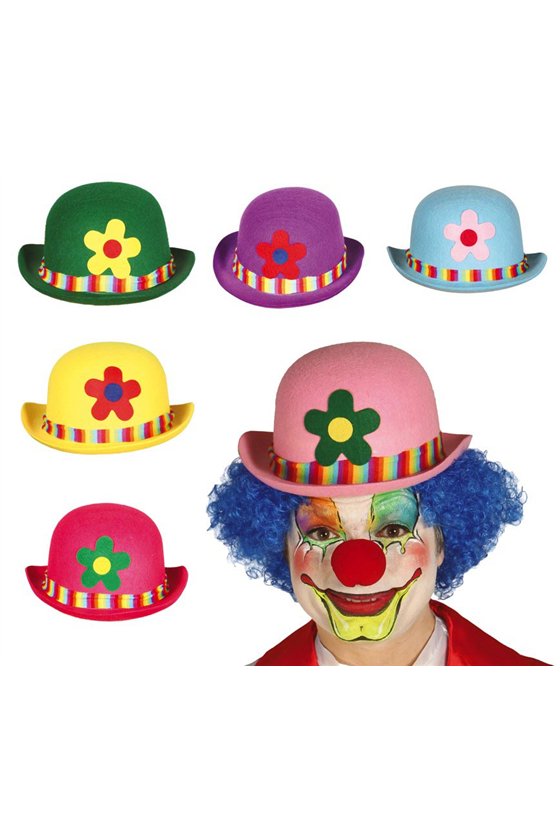 ASSORTED CLOWN FELT BOWLER HATS