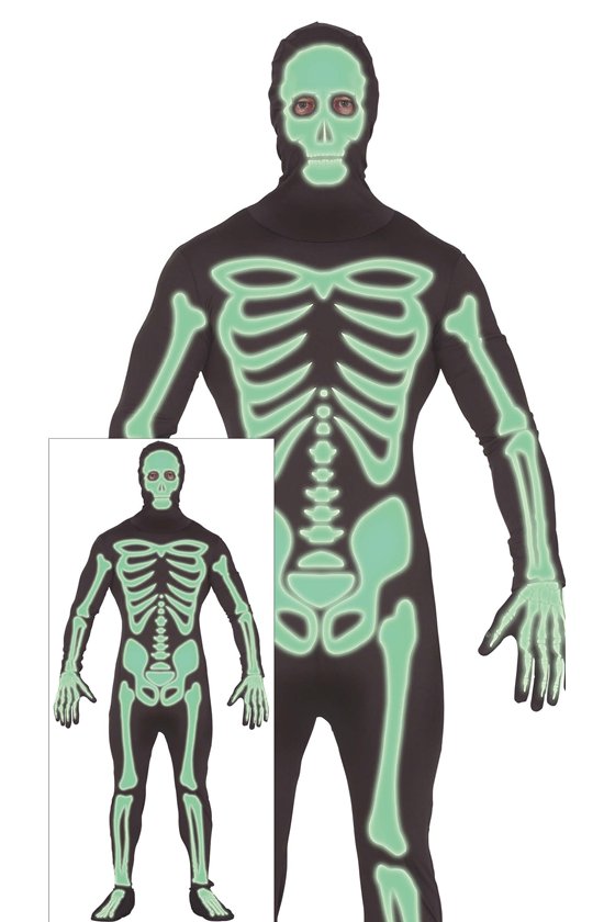 ADULT FLUORESCENT BLACK SKELETON  52-54 L