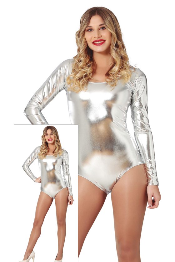 LONG SLEEVE METAL SILVER LEOTARD ADULT42 - 44 (L)