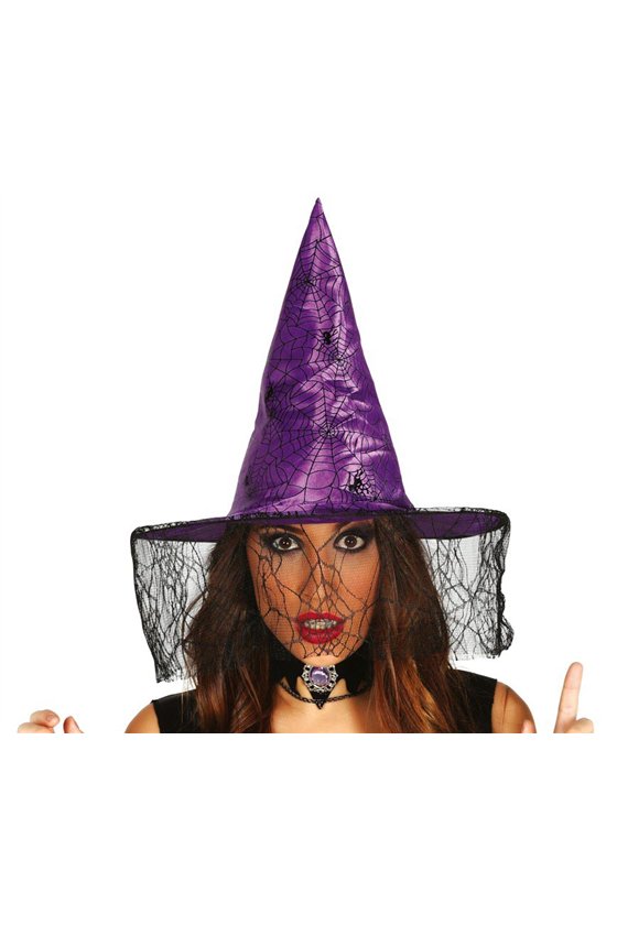 LILAC WITCH HAT WITH VEIL 
