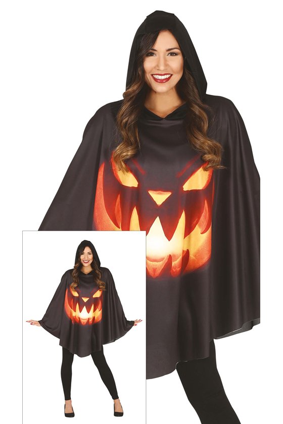 PUMPKIN PONCHO, ADULT, L SIZE