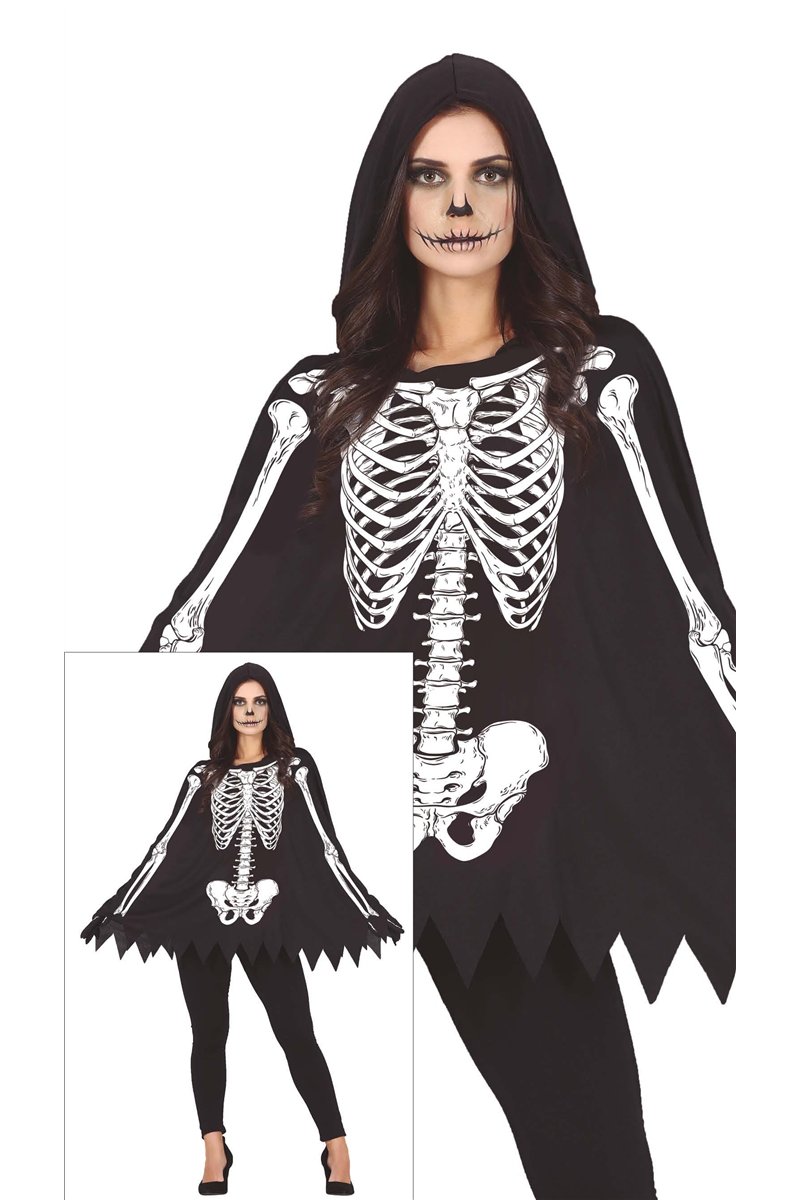 SKELETON PONCHO, ADULT, L SIZE