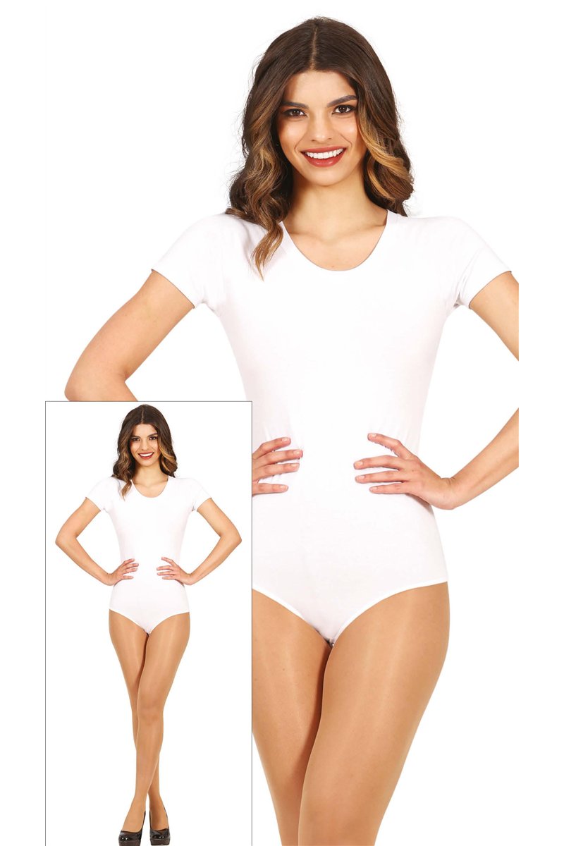 ADULT WHITE SHORT SLEEVE LEOTARD 42-44(L)