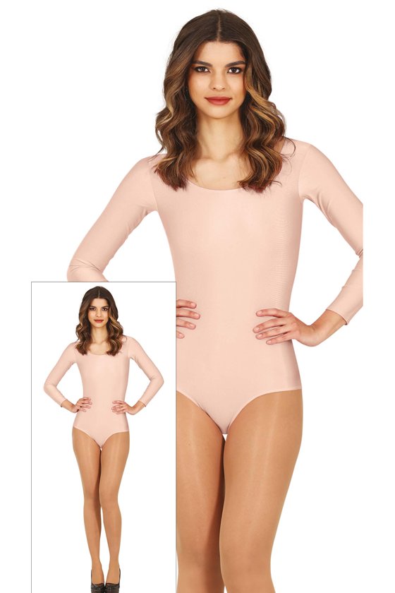 LONG SLEEVE FLESH LEOTARD ADULT 38-40 (M)
