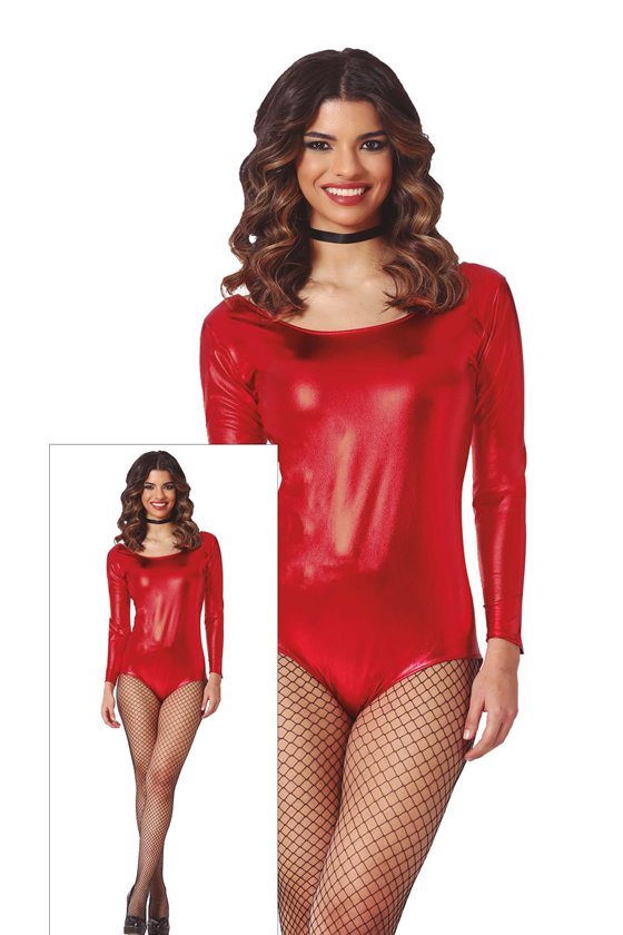 LONG SLEEVE METAL RED LEOTARD ADULT 38-40(M)