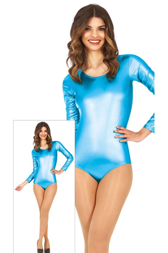 LONG SLEEVE METAL TURQUOISE LEOTARD ADULT 42-44(L)