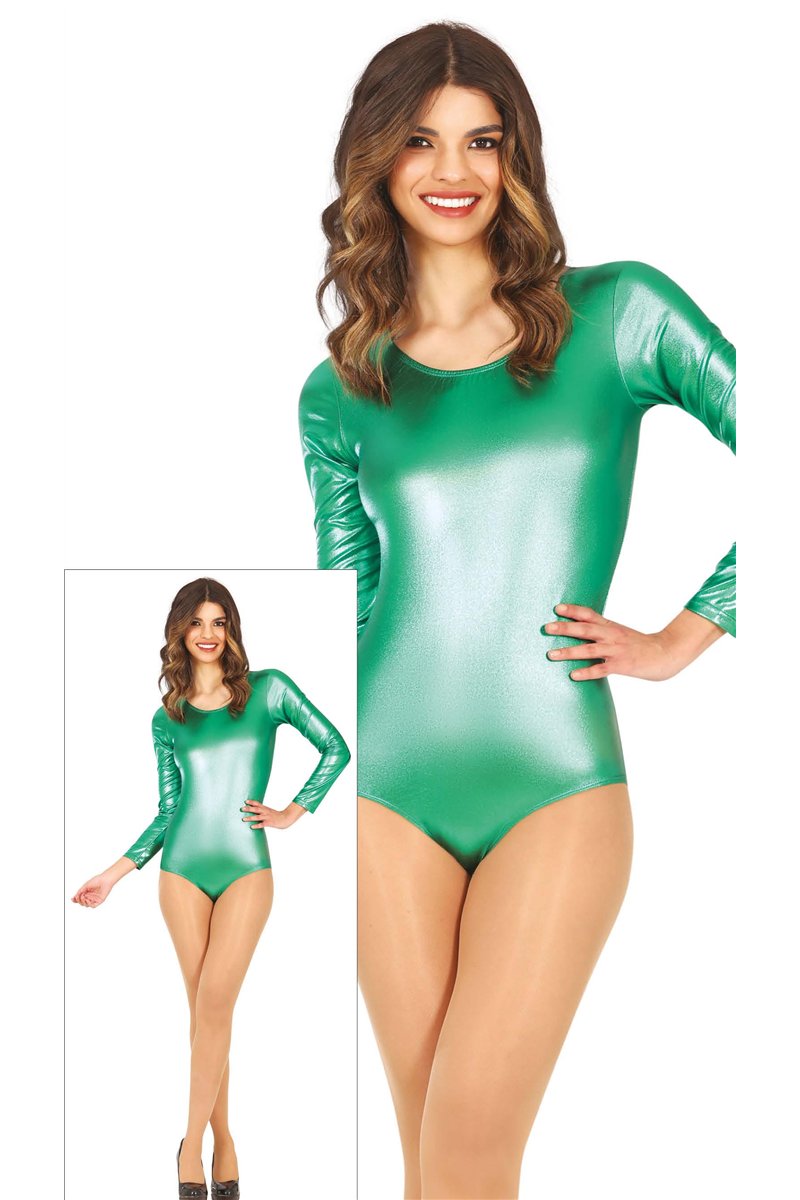 LONG SLEEVE METAL GREEN LEOTARD ADULT 38-40(M)