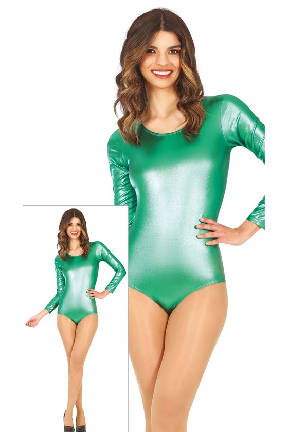 LONG SLEEVE METAL GREEN LEOTARD ADULT 42-44 (L)