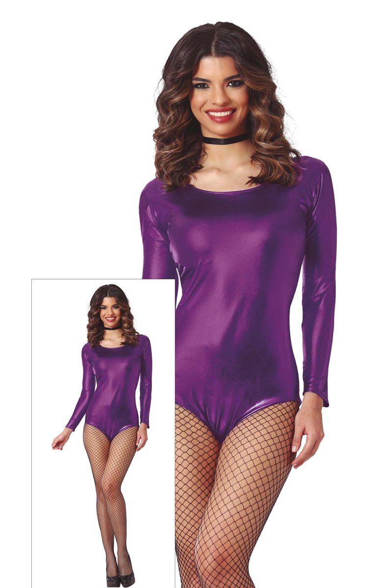 LONG SLEEVE METAL PURPLE LEOTARD ADULT 42-44(L)