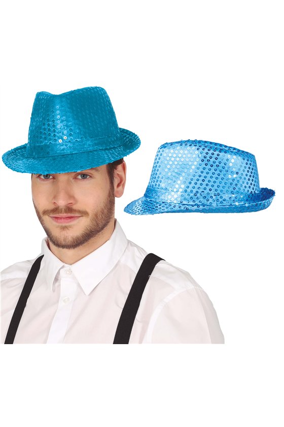FAIR BLUE SEQUINED GANGSTER HAT