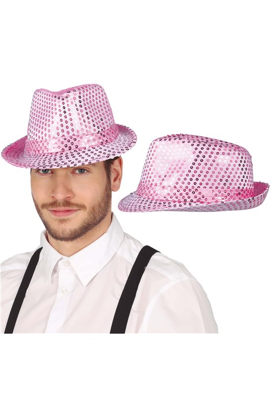 PINK SEQUINED GANGSTER HAT