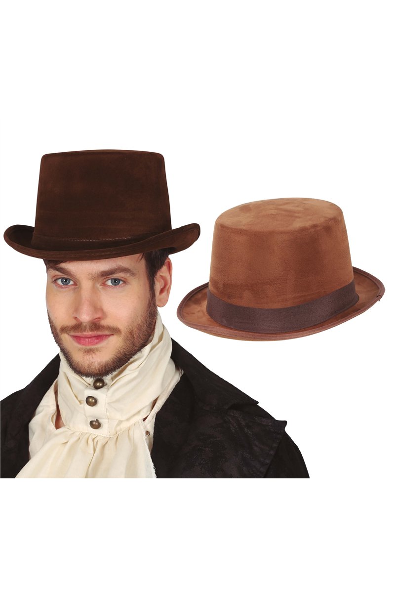 BROWN FELT HAT WITH ELASTIC