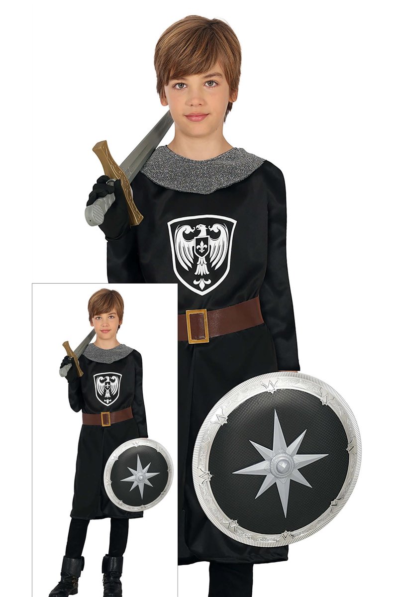 BLACK MEDIEVAL WARRIOR, 10-12 YEARS