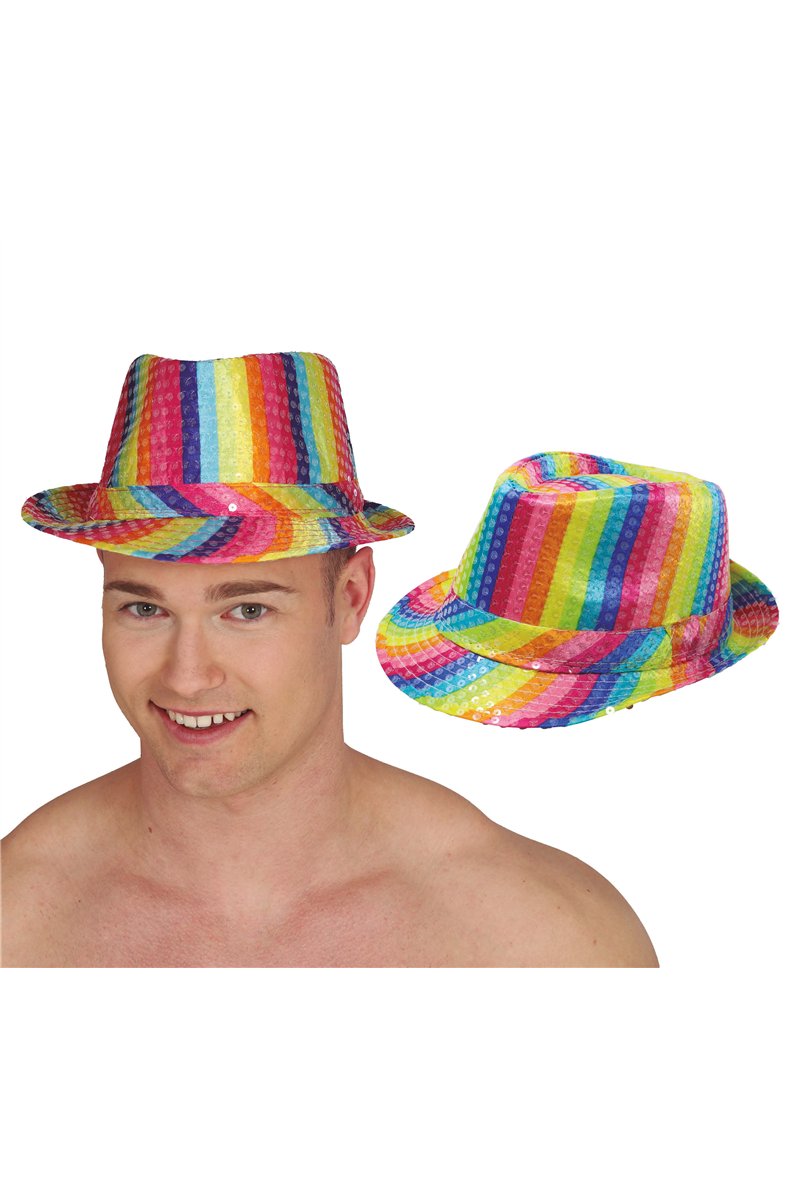 MULTICOLOR SEQUIN GANGSTER HAT